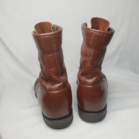 Vintage Justin Mens Sz 8 508 KILTIE ROPER Brown Leather Lace-up Boots - Picture 4 of 7
